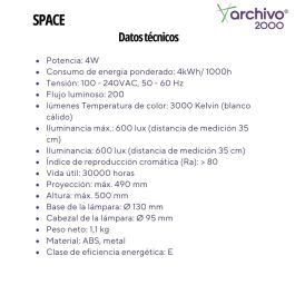 Archivo 2000 Lampara Escritorio 2000 LED 3W 200lm Luz Calida Plata Metalizado Brazo Articulado