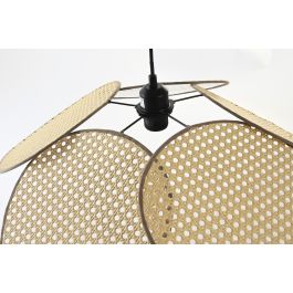 DKD Home Decor Lámpara Techo Balines Ratan Algodón Metal Marrón Negro 64x64x23 cm (2 Unidades)