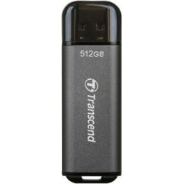 Transcend USB 3.2 JetFlash 920 512GB Gris - Memoria USB tipo A de Aluminio 420/400 MB/s con Tapa y Llavero