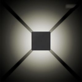 Edm Aplique LED Cuadrado 4 Proyecciones 6W 516lm 3000K Luz Calida IP54 11.5 x 11.5 x 5 cm