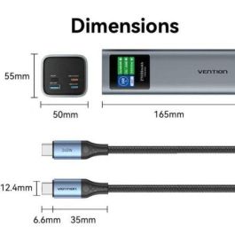 Vention FKEH0 Power Bank 27000mAh 140W Carga Rápida Bidireccional para Portátil y 3 Dispositivos Gris