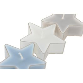 DKD Home Decor Vela Navidad Moderna de Cera, Set de 4 Piezas, Colores Surtidos Azul Celeste, Blanco y Beige, 6x6x2.5 cm
