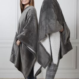 Manta- Poncho Gris Home Deco Factory