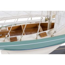DKD Home Decor Barco Decorativo de Madera Maciza Verde Menta y Blanco, 62x42x9 cm, Desmontable