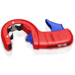 Knipex 90 23 01 BK Cortatubos para Plástico y Acero, Diámetro de Corte hasta 50 mm, Color Azul/Rojo