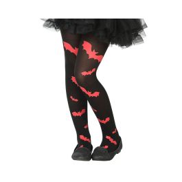 Medias Negras Infantiles con Murciélagos Rojos - Accesorio Perfecto para Halloween y Carnavales