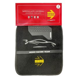 Momo Set Completo 4 Piezas Alfombras Universales Negro y Blanco MOMLCM4A7BW para Coche Poliéster Protección y Seguridad