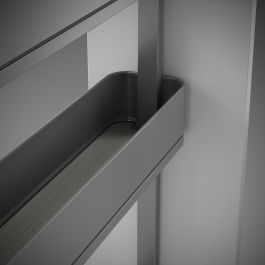 Emuca Botellero lateral extraíble Harmony con cierre suave, Módulo ancho 150mm alto 700mm, Acero y Madera, Gris antracita