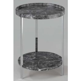 DKD Home Decor Mesita Auxiliar Negro Mármol MDF Acero Inoxidable 40x40x53 cm