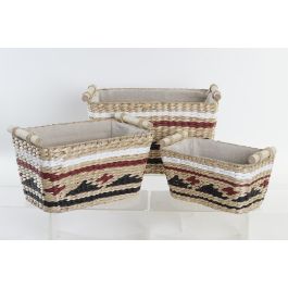 DKD Home Decor Cesta Colonial Natural Granate Set de 3 Piezas Fibra Poliéster 27x24x39 cm DKD Home Decor Cesta Colonial Natural Granate Set de 3 Piezas Fibra Poliéster 27x24x39 cm