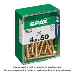 Spax 4081020450502 Tornillo Madera Universal Cabeza Plana Yellox 4.5x50mm Rosca Completa 4CUT Z2 - Caja 30 Unidades