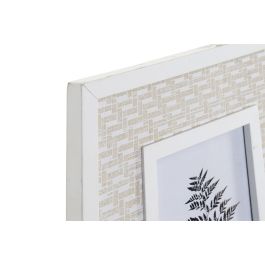 DKD Home Decor Marco Foto Decorativo Estilo Boho Blanco Beige de Madera y Cristal 21.5x26.5 cm con Fleco, Pack 4 Unidades