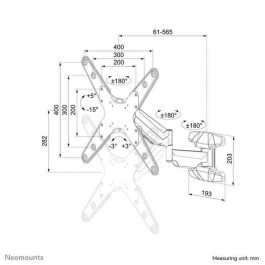 Neomounts WL70-550BL14 Soporte de Pared Full Motion para Monitor/TV 32-55", 5-30 kg, VESA 75x75-400x400, Gas Spring, Ajuste Nivel - Negro