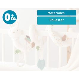 KioKids Peluche Conejo Espiral para Cochecito y Cuna - 0+ meses - Color Blanco - Material Poliéster - Lavado a 30º