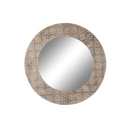 Espejo de pared DKD Home Decor Blanco Marrón Mandala Indio Decapé 76 x 4 x 76 cm