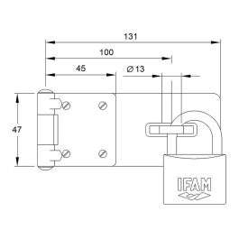 Ifam Portacandado pc430 Acero Estampado, Sujeción Acero Endurecido, Tornillos Ocultos, Fácil Montaje, 131x47mm Ø13mm