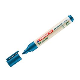 Rotulador Edding 21 Marcador Permanente Ecoline 90% Reciclado Color Azul Punta Redonda 1,5-3 mm Recargable 10 unidades