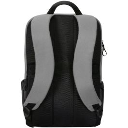 Targus Mochila Sagano Unisex para Portátil 15.6" Negro Gris, Material RPET Reciclado, con Múltiples Bolsillos y Protector de Lluvia