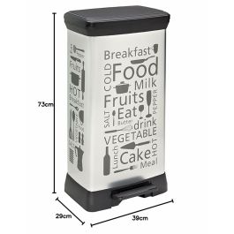 Curver 205873 Cubo de Basura Rectangular con Pedal, Polipropileno, 39x29x73 cm, Plata para Cocina y Hogar