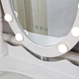Tocador Blanco Con Taburete Y Luces Led Glow Versa 40X144CM Tocador Blanco Con Taburete Y Luces Led Glow Versa 40X144CM