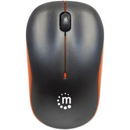 MANHATTAN 179409 Ratón Inalámbrico Óptico 1000 DPI Naranja/Negro, Ambidextro, para Oficina