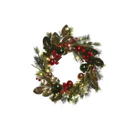 DKD Home Decor Corona de Navidad Tradicional Verde Rojo con 40 Leds, Fabricada en PVC, 50 cm de Diámetro y 15 cm de Profundidad Precio: 29.49999965. SKU: B13K3WQ4H9