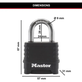 Master Lock M178EURD Candado de Alta Seguridad con Combinación, Cuerpo de Acero y Arco de Aleación de Boro, Diseñado para Uso en Exteriores, Resistencia al Corte