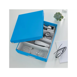 Caja Para Almacenamiento Leitz Click&Store Organizadora 85% Carton Reciclado Mediana 280X100X370 Mm Azul