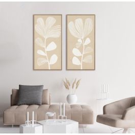 DKD Home Decor Cuadro Blanco Natural 42.5 x 82.5 x 2.8 cm (4 Unidades)