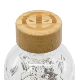 Marvel Botella de agua Deadpool de cristal de borosilicato reutilizable 1030ml con tapón hermético sin BPA