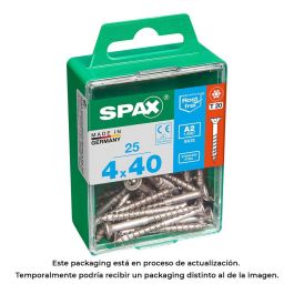 Spax 4197000400402 Tornillo Madera Cabeza Plana Inox A2 T-STAR plus T20 4CUT Rosca Parcial 4,0x40mm Caja 25 Unidades