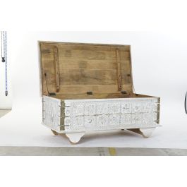 DKD Home Decor Mesa Centro Estilo Indio Blanco Dorado 115 x 60 x 45 cm