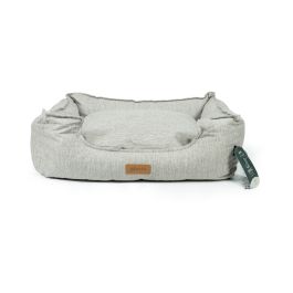 Gloria Cama para Perros Santillana Rectangular Beige 70x60 cm, Lino, Desenfundable, Relleno Silicona Reciclada, Muy Cómoda