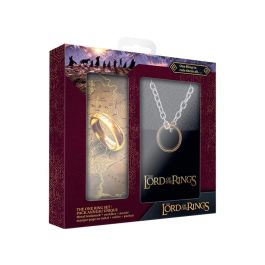 Cinereplicas Pack Regalo El Señor de los Anillos Oficial: Anillo Único con Cadena de Acero Inoxidable y Marcador Metálico Dorado