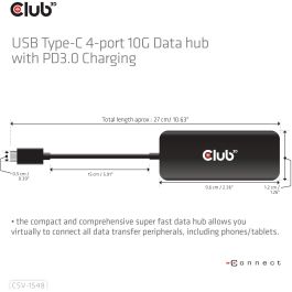 Club3D Hub USB-C a 4x USB-C 10Gbps con Carga Rápida Power Delivery 100W