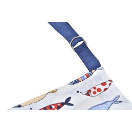 DKD Home Decor Delantal de Cocina Mediterraneo Costa Peces Set de 2 Unidades Poliéster Colores Azul Rojo Blanco 80x0.5x60 cm