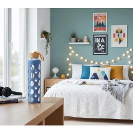 Inde Botella Agua Vidrio/Silicona 600 ml 7 x 7 x 25 cm