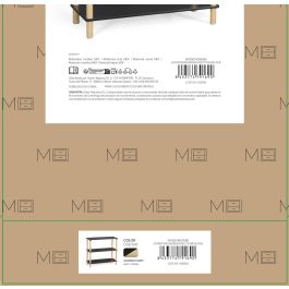 Inde Estantería Madera Rectangular 3 Niveles Negra 9.56 kg