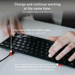Cherry KW 9200 MINI Teclado compacto 2,4 GHz Bluetooth 5.0 y con cable Recargable Negro CHE1691720940367