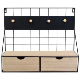 Home Deco Factory Estante Deco Filaire 2 Cajones Con Panel Iman Para Colgar o Apoyar 41x15x34 cm