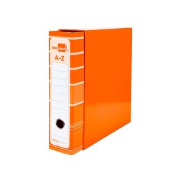 Archivador De Palanca Liderpap El A4 Filing System Forrado Sin Rado Lomo 80 mm Naranja Con Caja Y Compresor Metalico