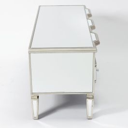 DKD Home Decor Mueble TV Glam Espejo Plateado 112 x 45 x 50 cm con 3 Cajones