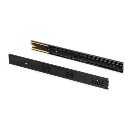 Emuca Lote de 5 juegos de guías para cajones, de bolas, altura 45mm, profundidad 350mm, extracción total, cierre suave, Negro
