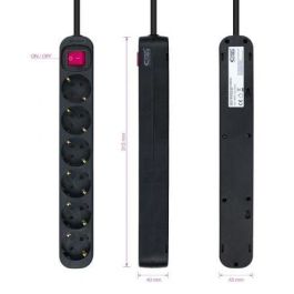 Nanocable 10.37.0006-BK Regleta de Enchufes con Interruptor, 6 Tomas de Corriente con Toma de Tierra, Cable 1.4m, Protección Infantil, 3.680W, Negra
