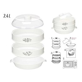 Kinvara Vaporera para Microondas 2.4L, 25x17.5x22.5 cm, Blanco (12 Unidades)