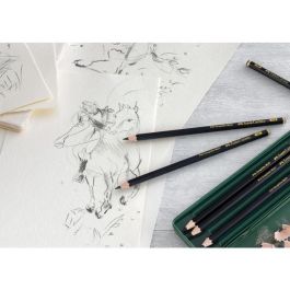 FABER-CASTELL Lápices de Grafito Pitt Matt Estuche de 6, Acabado Mate para Arte y Dibujo Gráfico