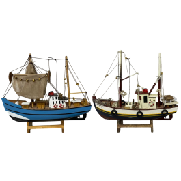 DKD Home Decor Barco Atlantico Pesquero Madera Azul Azul Marino 7 x 18 x 23 cm (4 Unidades) Precio: 60.5. SKU: B1EDAM8DN9