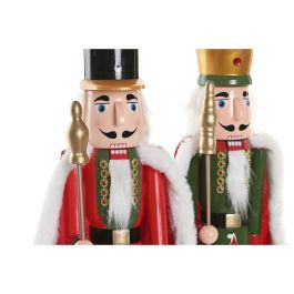 DKD Home Decor Figura Decorativa de Navidad Cascanueces Tradicional Multicolor en Madera y Poliéster 13x55x20 cm (2 Unidades)