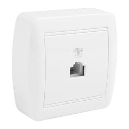 Solera Toma de teléfono RJ11 tj11 (4 vías) 74x72x28mm Superficie mural