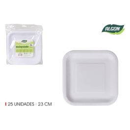 Set de 25 platos cuadrados de cartón natural 23 cm Algon (24 Cajas) Precio: 29.49999965. SKU: B16BPQEFEX